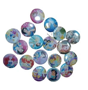 18ct Disney Princess Pin Back Buttons Ariel Belle Cinderella Elsa Repunzel - Picture 1 of 7