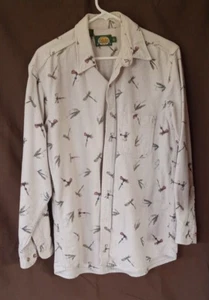 Cabela's Chamois Cotton Flannel Shirt Men's Size Large Fly fishing Beige - Picture 1 of 7
