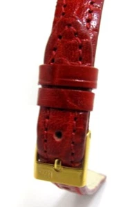 12 mm Rojo Brillante Suave Acolchado Italiano Cocodrilo Cuero Genuino Correa de Banda - Imagen 1 de 3