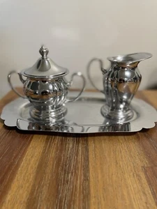 Vtg. Creamer, Sugar w/Lid and Tray, Silver plated.Continental Silver Co. #4602 - Picture 1 of 8