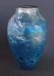 Tom Stoenner hand blown studio art glass vase, artist signed 13 inches - Picture 1 of 9