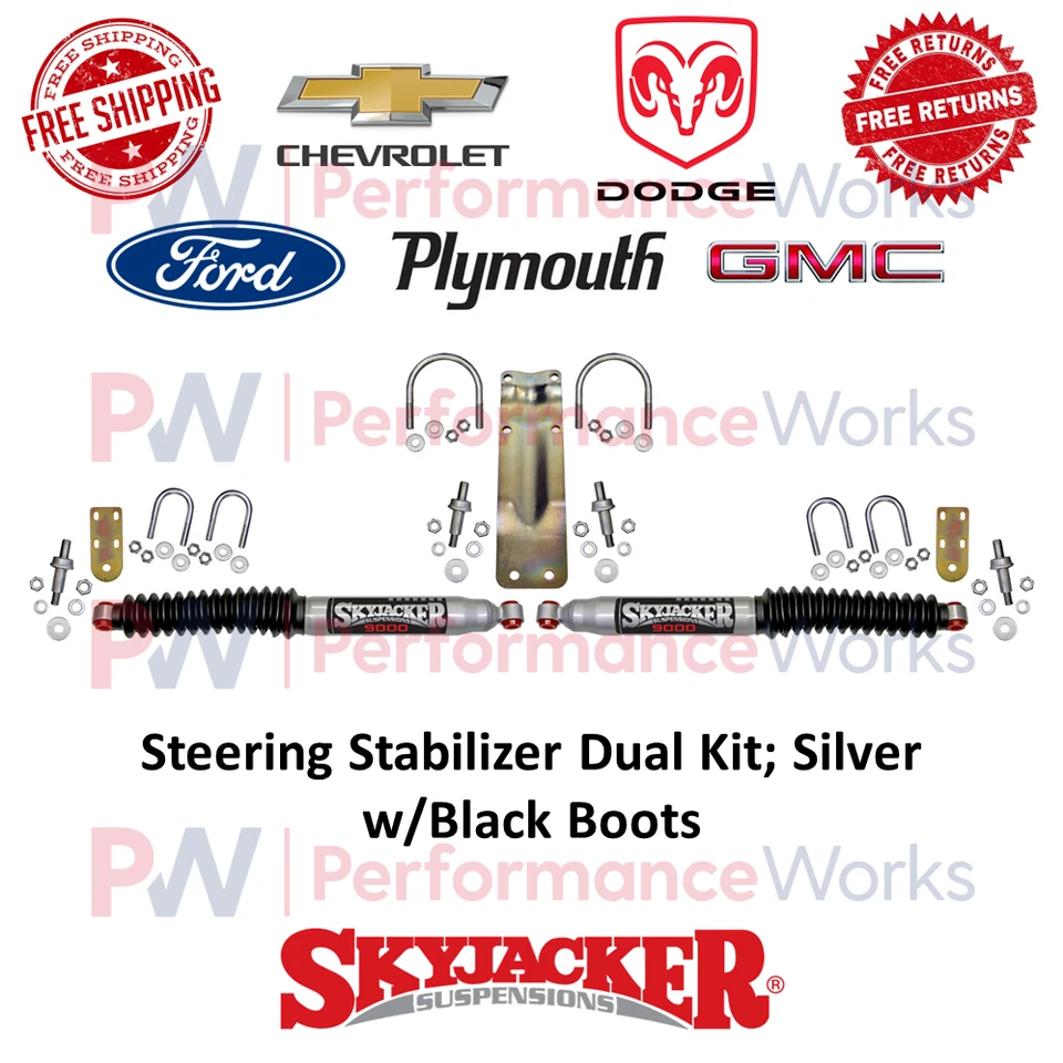 Kit duplo estabilizador de direção Skyjacker prata para Chevy GMC Ford Dodge 4WD #9220 - Imagem 1 de 4
