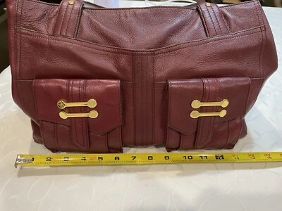 Bolsa de ombro Ralph Lauren Burgandy com detalhe dourado - Imagem 1 de 4