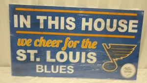 St. Louis Blues Licensed 20x11 In This House We Cheer PVC Indoor/Outdoor Sign - Picture 1 of 2