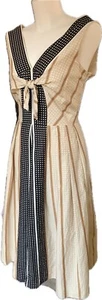 Jasper Conran London size 12 50s cocktail swing cotton dress lined Retro V Neck - Picture 1 of 4
