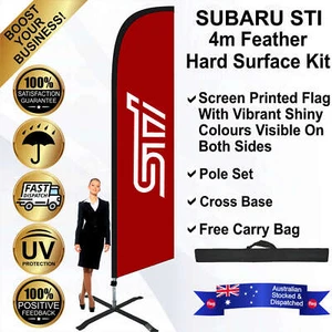SUBARU STI Red 4m Feather Flag/Banner Kit with Cross Base *Knife Banner *Swooper - Picture 1 of 10