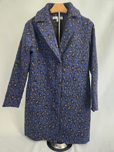 Adyson Parker Blue Leopard Print Pea Coat women’s XS Funky Unique Grunge Punk - Picture 1 of 12