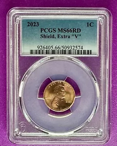 2023 1c Extra "V" VDBV Lincoln Shield Cent PCGS MS66RD (574) - Picture 1 of 2