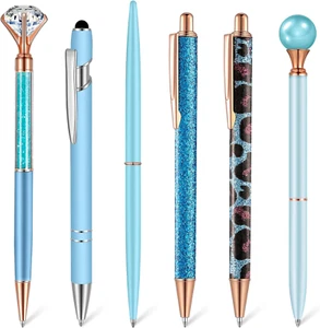 6 Pcs Ballpoint Pens Set Metal Crystal Diamond Pen for Journaling Glitter Pens P - Picture 1 of 12