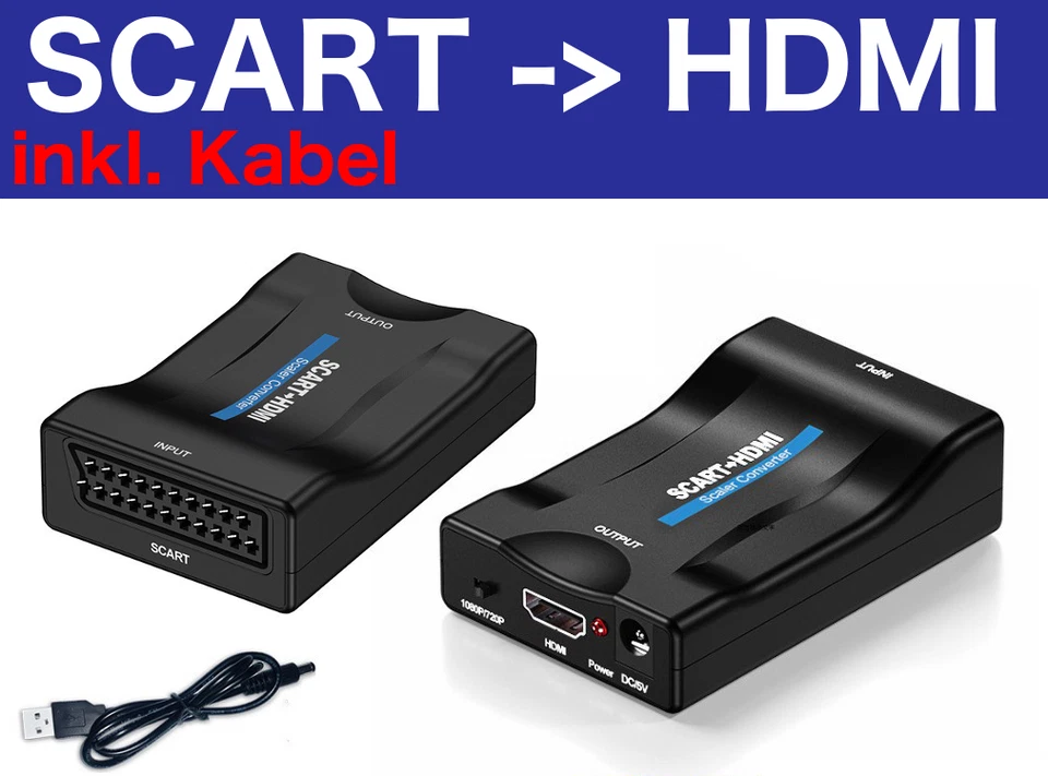 Scart zu HDMI auf Konverter Wandler AV Scaler Converter Adapter 1080P HD TV NEU - Bild 1 von 4