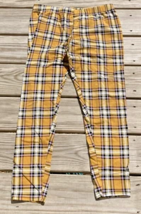 Juniors Large (11-13) No Boundaries Yellow Black Plaid Stretch Leggings A2 - Picture 1 of 7