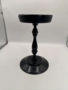 "Candelabro pilar husillo de madera negro Woodcroftery vintage Wayland, NY 7"" de alto" - Imagen 1 de 6