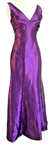 Jessica McClintock Gunne Sax lila Satin Trompetenkleid, lang 3/4, festliches Kleid - Bild 1 von 7