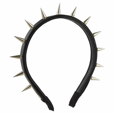 Spiky Leather Headband Punk, Emo Headband for Women, Spiked Punk Rock Party  - Image 1 of 4