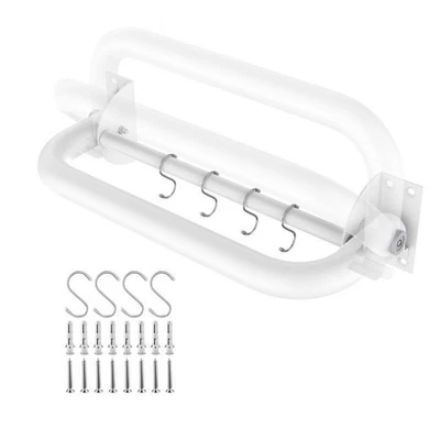 16” Folding Shower Grab Bar White Handicap Safety Rail Towel Rail Flip Up - Image 1 of 4