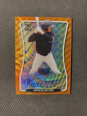 Raimfer Salinas 2020 Leaf Metal Draft Orange Wave SSP Auto Card /4 - Image 1 of 2