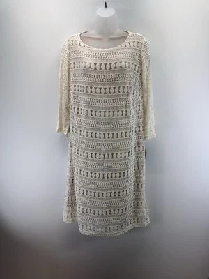 Vestido Sharagano Encaje Crochet Marfil Forro Desnudo Para Mujer Talla 14W Nuevo Con Etiquetas Foto 1 de 4