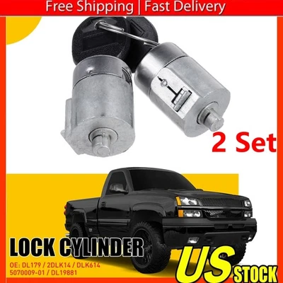 For GMC Chevy C1500 Tahoe Yukon 2 K1500 Pair Door Lock Cylinder with Keys SET US Foto 1 de 4