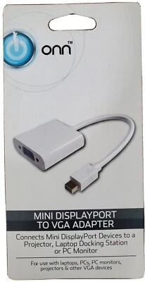 Onn Mini DisplayPort to VGA Adapter Mini DP to VGA Display.  - Image 1 of 3