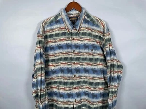 Woolrich Aztec Animal Pattern Flannel Shirt Adult 2XL Blue Scenic Nature Tribal - Picture 1 of 14