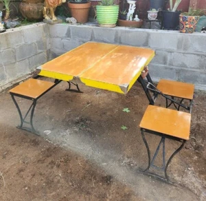 Vintage "Handy" Suitcase Folding Picnic Table & Chair Set Milwaukee Stamping Co. - Picture 1 of 13