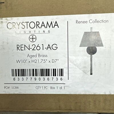 Aplique de pared Crystorama luz con pantalla latón envejecido 22" de alto Renee REN-261-AG *LEER Foto 1 de 4
