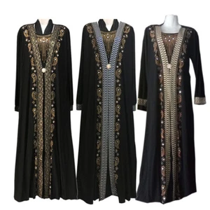 Dubai Abaya Dress Muslim Women Islam Maxi Kaftan Gown Jilbab Party Ramadan Robe - Picture 1 of 10