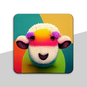 Colourful Sheep Face Drink Coaster - Gift Idea - Picture 1 of 1