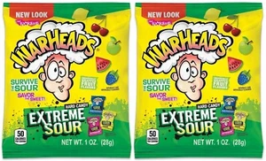 2x Warheads Extreme Sour Hard Candy Assorted Flavor 28g American Sweets - Picture 1 of 3