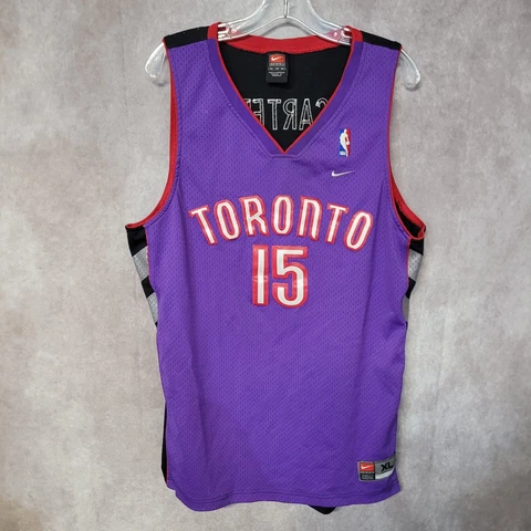 Vintage Nike NBA Toronto Raptors Vince Carter 15 Purple Swingman Jersey Mens XL Cover