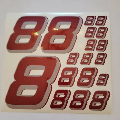 Metallic Burgandy w gray #8's Racing Vinyl Decal Sheet 1/10-1/12 DEFECTIVE BOXD - Image 1 of 4