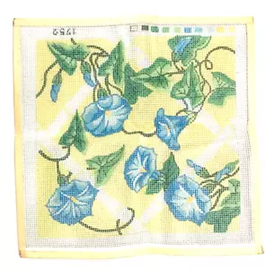 Hand Painted Cotton Needlepoint Canvas 12x12 inch Floral Design - Picture 1 of 1