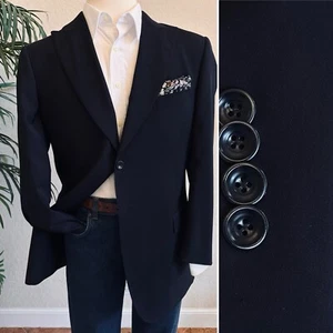 PAL ZILERI BLAZER SIZE 46L US (Euro 56L) BLACK SPORT COAT PEAK LAPEL JACKET LONG - Picture 1 of 11