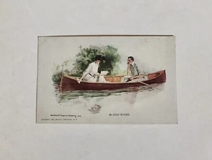 Antique Victorian Postcard Deep Water 1909 Unused Romance Ephemera Vintage Card - Picture 1 of 2