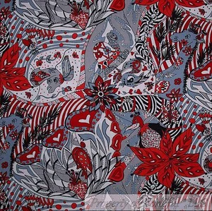 BonEful Fabric FQ Cotton Quilt B&W Red Heart Black Flower Fish Anime Hippie Goth - Picture 1 of 12