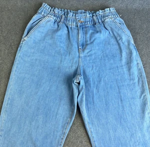 Lily Loves Paperbag Jeans Womens Size 14 Blue High Waist Wash Fade Ankle Length - Picture 1 of 10