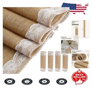 Rustic Jute and Lace Table Runners 12x108 - Ideal for Home Parties & Weddings - Picture 1 of 9
