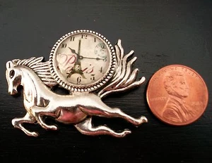 Dollhouse Miniature Horse Wall Clock with Glass Dome 1:12 Scale OOAK New! - Picture 1 of 1