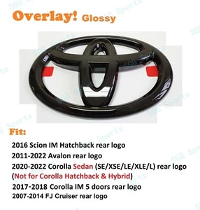 1PC Gloss Black Toyota Logo OVERLAY emblem for Scion Avalon Corolla FJ Cruiser - Picture 1 of 4