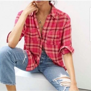 Anthropologie Pilcro size XS pink flannel plaid buttondown shirt. - Picture 1 of 8