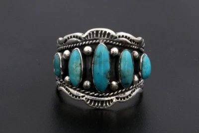 Anello Southwestern In Argento Sterling 925 Con Pietra Turchese Taglia 12 - Immagine 1 di 4