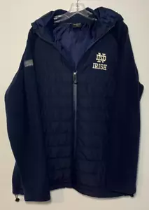Notre Dame Fighting Irish Colosseum Quilted Hooded Jacket Navy Blue Zip-Up XL - Picture 1 of 4