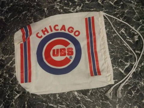 VTG Chicago Cubs Drawstring Canvas Bag MLB Baseball Game Fan Tote 1988 Made USA Cover