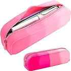  Pencil Case,Colorful Silicone Waterproof Pencil Pouch Aesthetic Pink