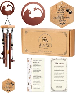 Cat Memorial Wind Chime, 24 Inch Pet Sympathy Wind Chimes for Outdoor Garden Pat - Picture 1 of 12