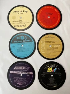 Menge 6 Vintage Untersetzer OG VINTAGE Vinyl Schallplatte Etiketten Recycelt Handarbeit (D) - Bild 1 von 8