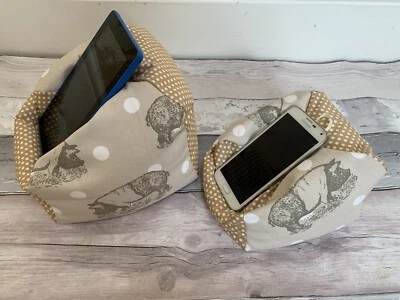 Pigs X2 iPad Desktop Tidy Tablet Cushion Kindle Beanbag stand Phone Holder Gift - Image 1 of 4