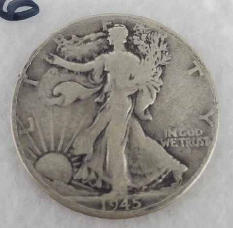 1945 - Walking Liberty 90% Silver Half Dollar Coin Circulated Condition as Shown Cover
