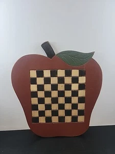 Apple Shape Wooden Checkerboard Country Farmhouse Style Wall Decor  - Picture 1 of 4
