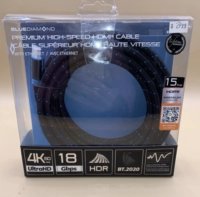 Cable certificado BlueDiamond Premium HDMI 4k UltraHD de 10 pies con Ethernet - negro Foto 1 de 4